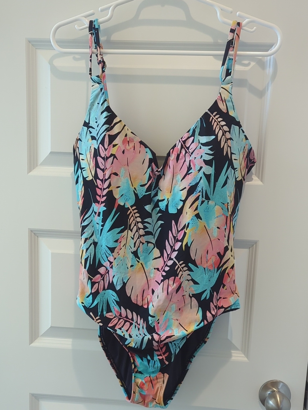Tropical Floral Black One-Piece Swimsuit - Multicolor